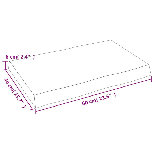 Massivholz Tischplatte 60x40 cm Baumkante
