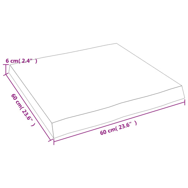 Massivholz Tischplatte 60x60 cm Baumkante