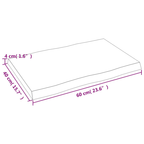 Massivholz Tischplatte 60x40 cm Baumkante