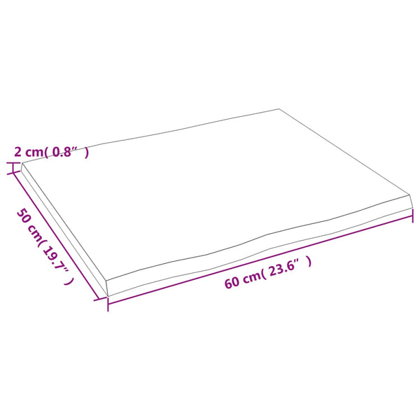 Eichen Tischplatte 60x50 cm Massivholz Baumkante