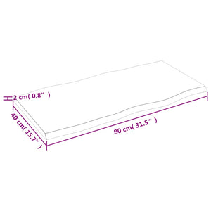 Eiche Tischplatte 80x40 cm Baumkante