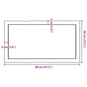 Massivholz Tischplatte 80x40 cm Baumkante