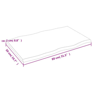 Eichen Tischplatte 80x50 cm Massivholz Baumkante