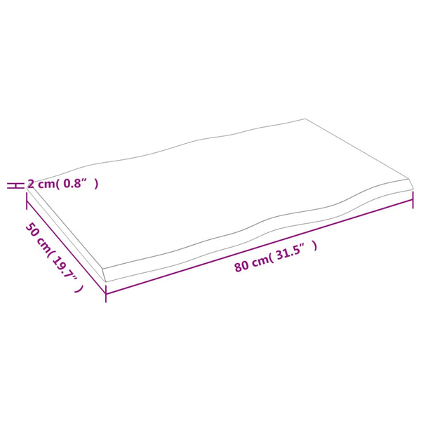 Eichen Tischplatte 80x50 cm Massivholz Baumkante