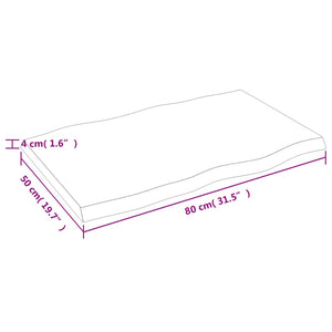 Massivholz Tischplatte 80x50cm Baumkante