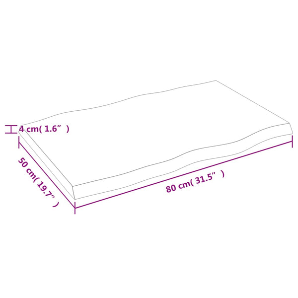 Massivholz Tischplatte 80x50cm Baumkante