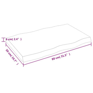 Massivholz Tischplatte 80x50 cm Baumkante