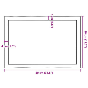 Massivholz Tischplatte 80x50 cm Baumkante