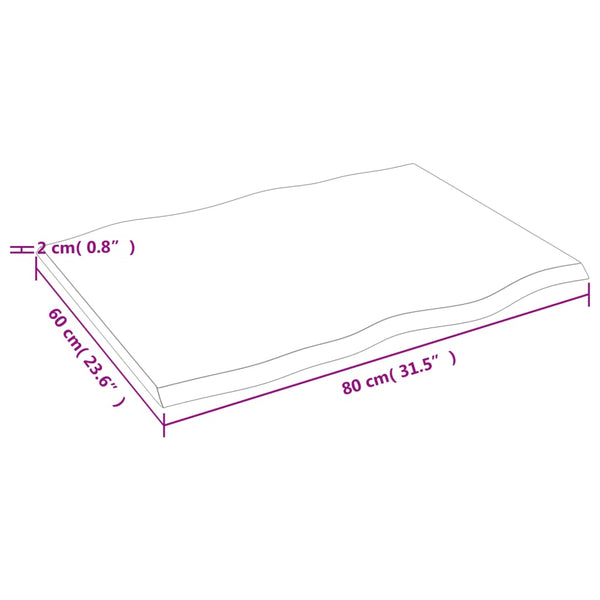 Eiche Tischplatte 80x60 cm Baumkante