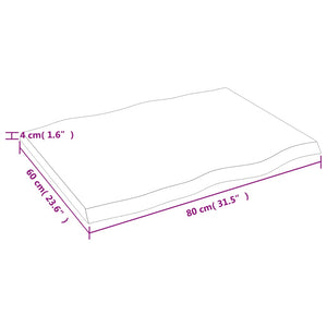 Massivholz Tischplatte 80x60 cm Baumkante