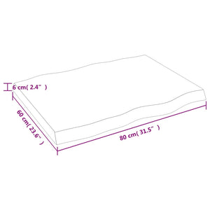 Massivholz Tischplatte Eiche 80x60 cm Baumkante