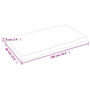 vidaXL Plateau de table 100x60x(2-6) cm Bois massif traité Bords naturels