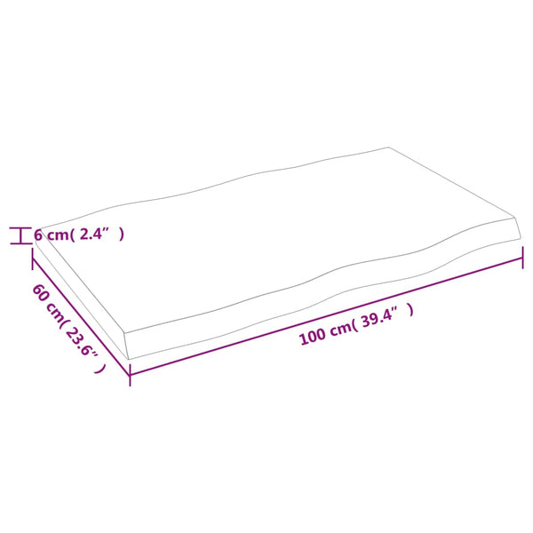 vidaXL Plateau de table 100x60x(2-6) cm Bois massif traité Bords naturels