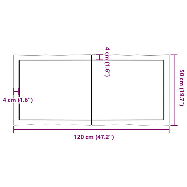 Massivholz Tischplatte 120x50 cm Baumkante