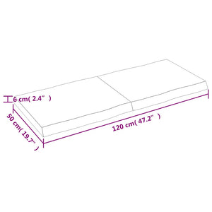 Massivholz Tischplatte 120x50 cm Baumkante