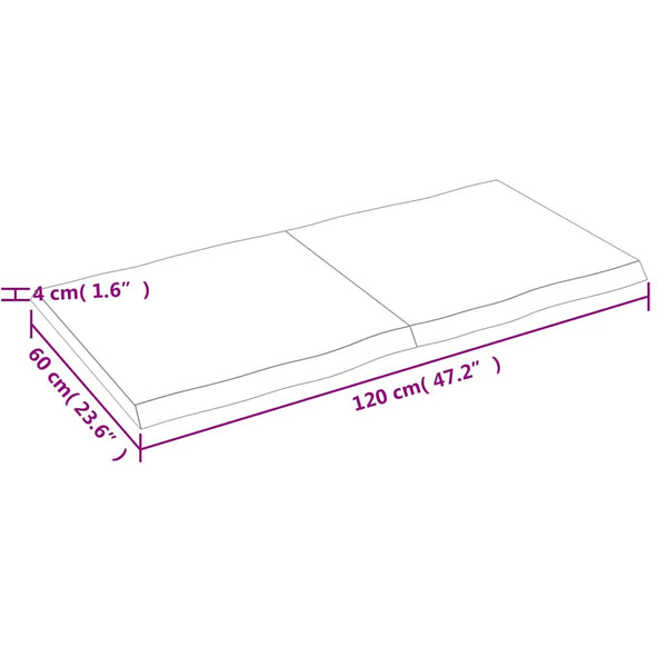 Massivholz Tischplatte 120x60 cm Baumkante
