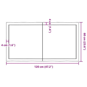 Massivholz Tischplatte 120x60 cm Baumkante