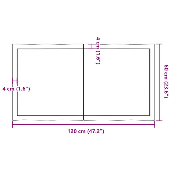 Massivholz Tischplatte 120x60 cm Baumkante