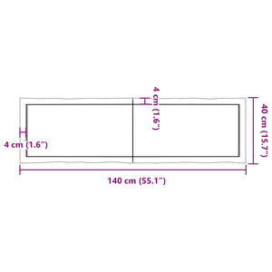 Massivholz Tischplatte 140x40 cm Baumkante