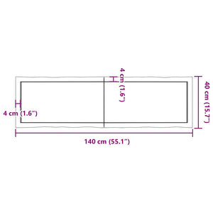 Massivholz Tischplatte 140x40 cm Baumkante