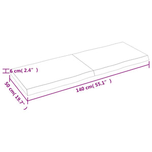 Massivholz Tischplatte 140x50 cm Baumkante