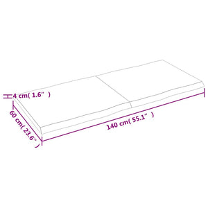 Massivholz Tischplatte 140x60 cm Baumkante