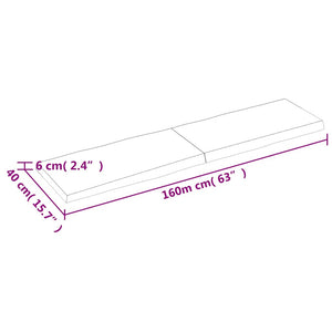 Massivholz Tischplatte 160x40 cm Baumkante