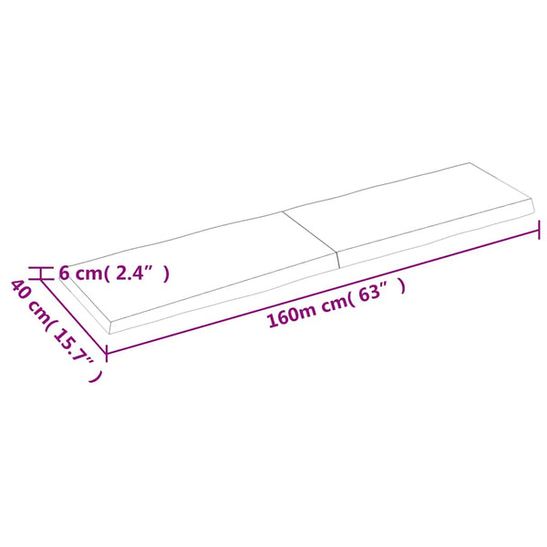 Massivholz Tischplatte 160x40 cm Baumkante