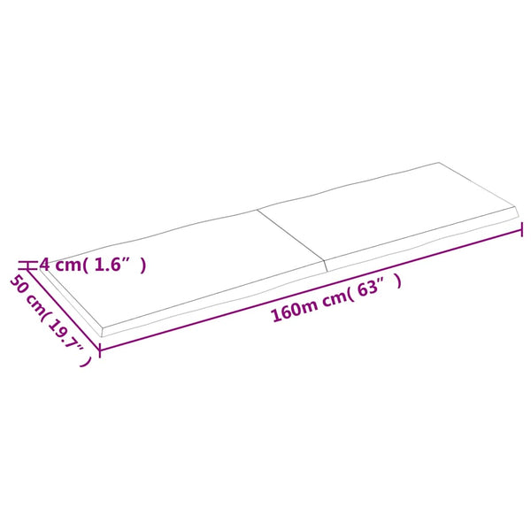 Massivholz Tischplatte 160x50 cm Baumkante