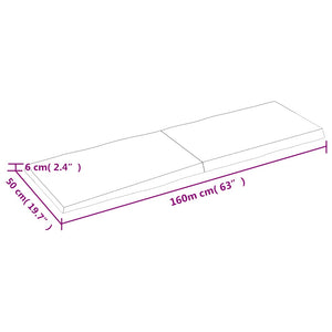 Massivholz Tischplatte 160x50 cm Baumkante