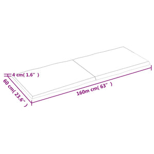 Massivholz Tischplatte 160x60 cm Baumkante