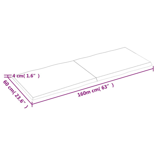 Massivholz Tischplatte 160x60 cm Baumkante