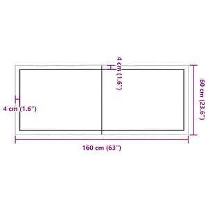 Massivholz Tischplatte 160x60 cm Baumkante