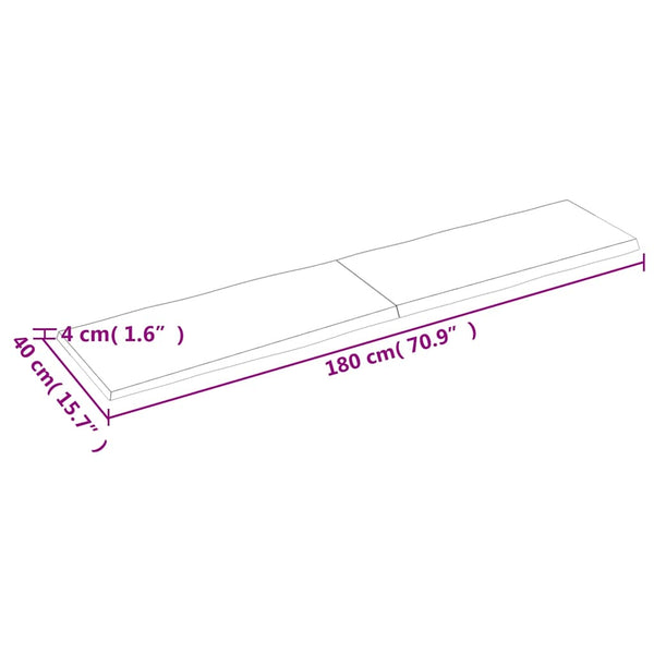 Massivholz Tischplatte Baumkante 180x40 cm