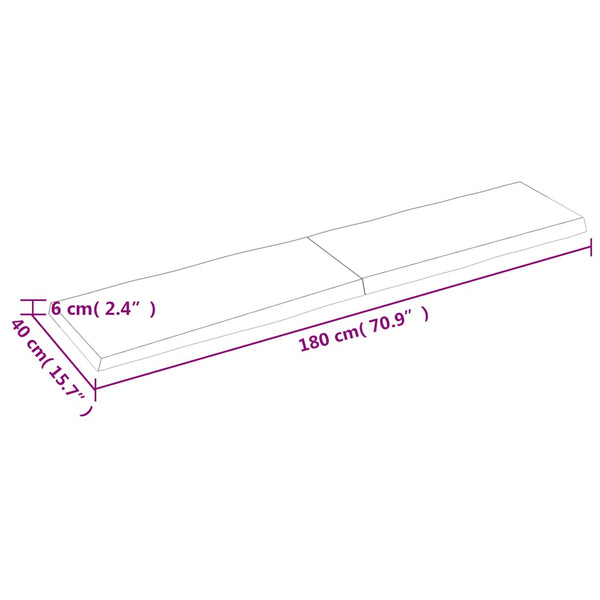 Massivholz Tischplatte 180x40 cm Baumkante