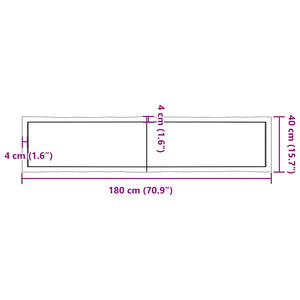Massivholz Tischplatte 180x40 cm Baumkante