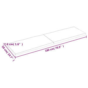 Massivholz Tischplatte 180x50 cm Baumkante