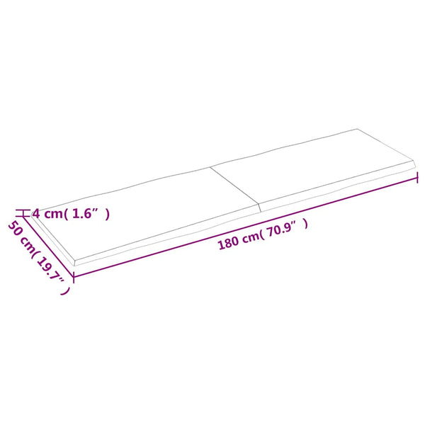 Massivholz Tischplatte 180x50 cm Baumkante