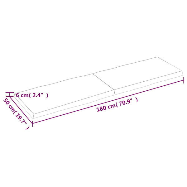 Massivholz Tischplatte 180x50 cm Baumkante