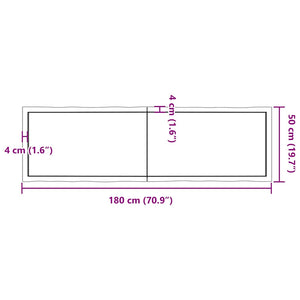 Massivholz Tischplatte 180x50 cm Baumkante