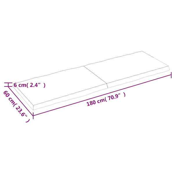 Massivholz Tischplatte 180x60 cm Baumkante