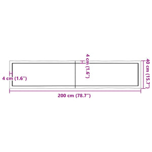 Massivholz Tischplatte 200x40 cm Baumkante