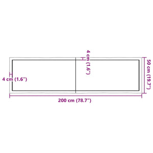 Massivholz Tischplatte 200x50 cm Baumkante