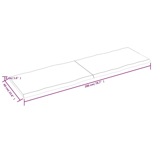 Massivholz Tischplatte 200x60 Baumkante