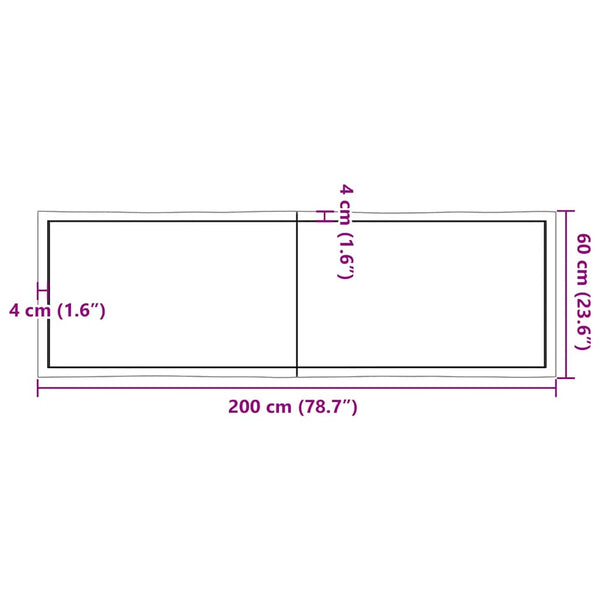 Massivholz Tischplatte 200x60 Baumkante