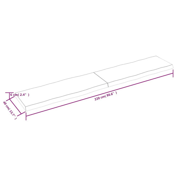 Massivholz Tischplatte 220 cm mit Baumkante