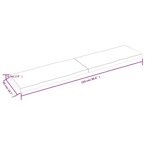 Massivholz Tischplatte 220x50 cm Baumkante