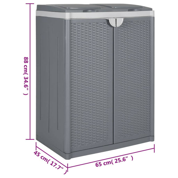 Mülleimer mit 2 Fächern, Grau, 65x45x88 cm