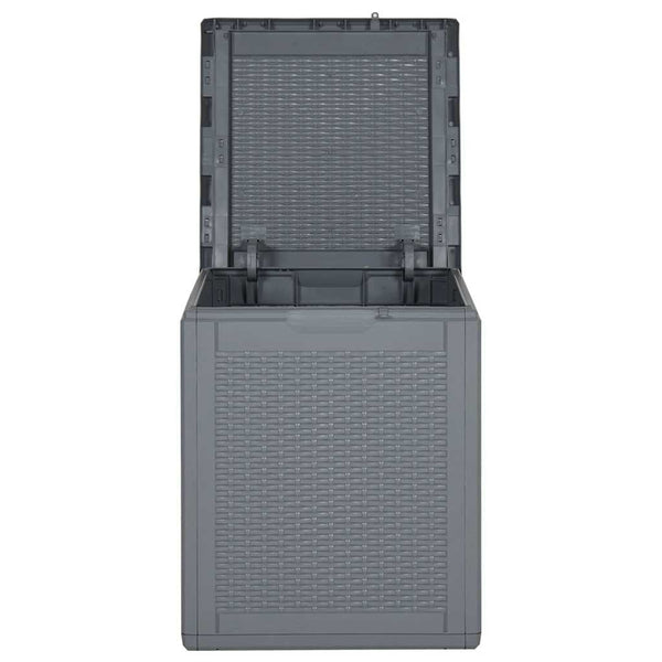 vidaXL Garden Storage Box Grey PP Rattan 90 L