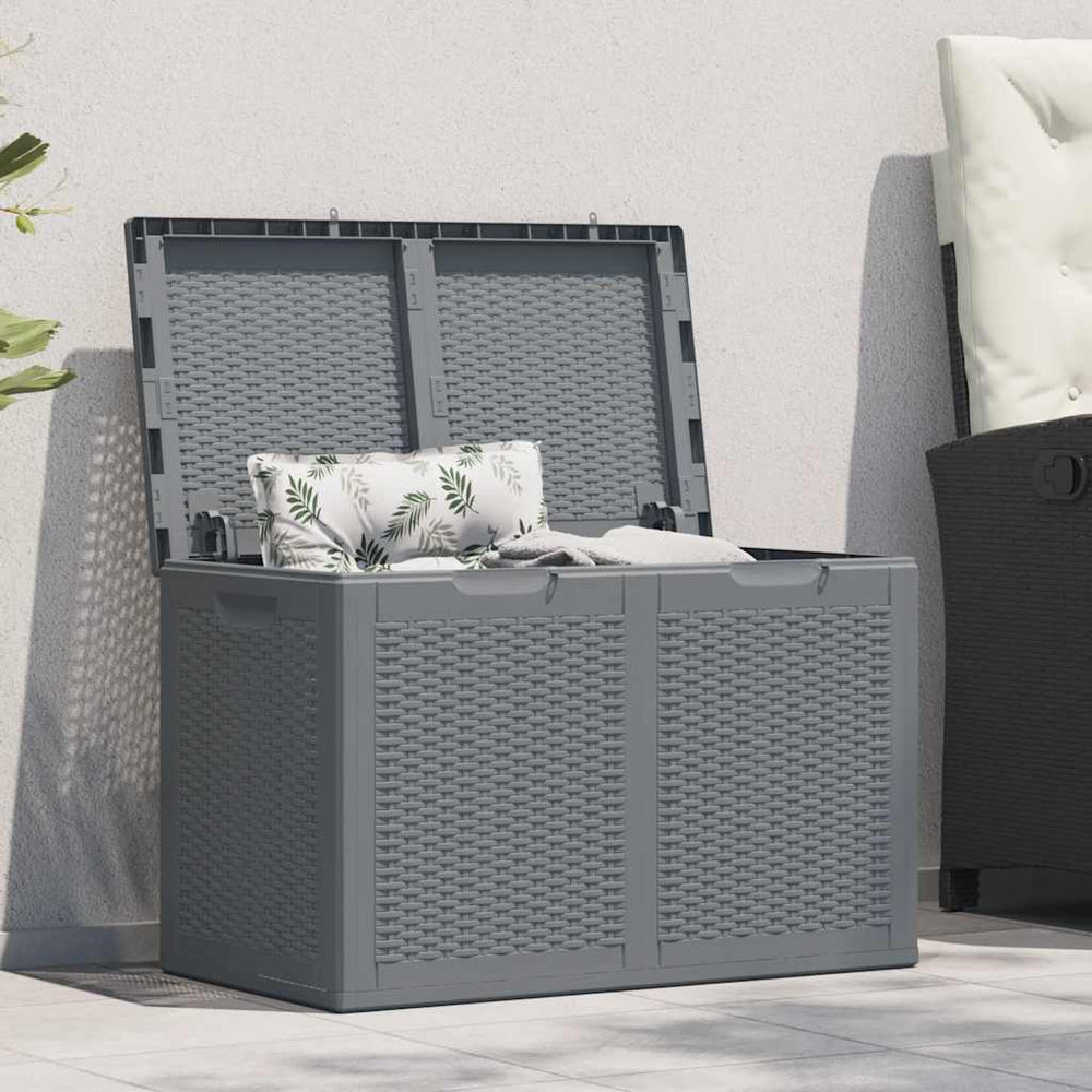 Gartenbox Grau Rattan Optik 180 L